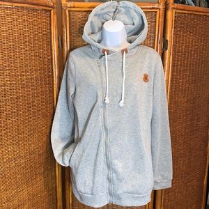 BeLuyi new heather gray assymetrical zip fleece hoodie jacket size XXL
